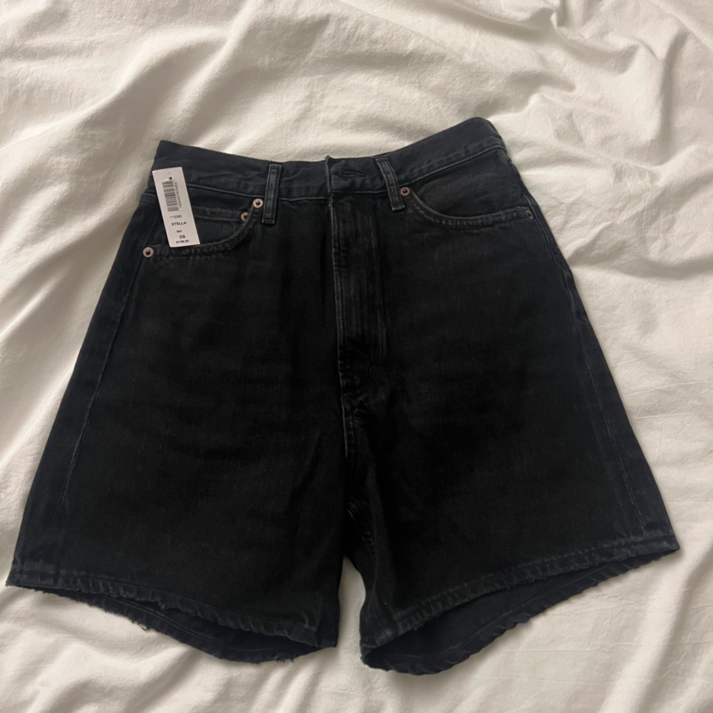 Agolde Jet Black Denim Shorts